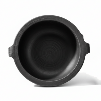 Handmade Clay Curry Pot - Uruli Type| Curry pot with handle | Earthern Kadai for cooking| Seasoned | Black